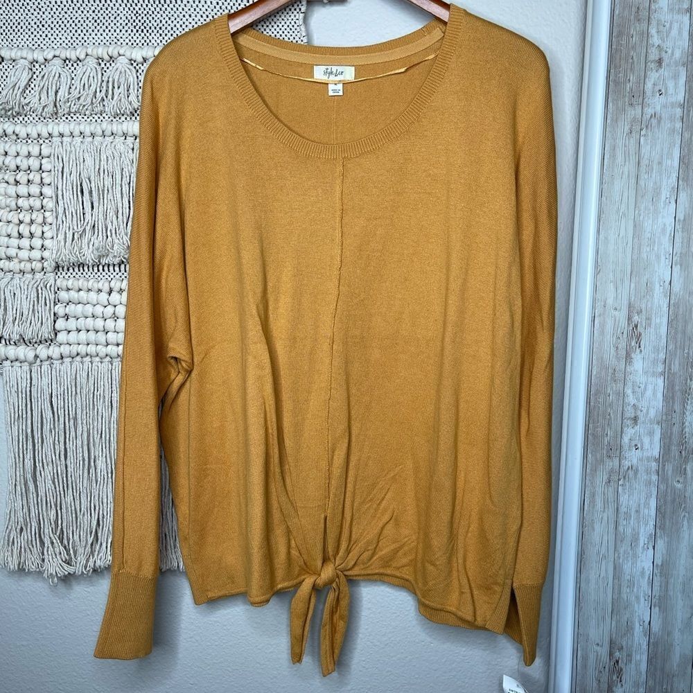 Style & Co. Mustard Yellow Front Knot Sweater XL